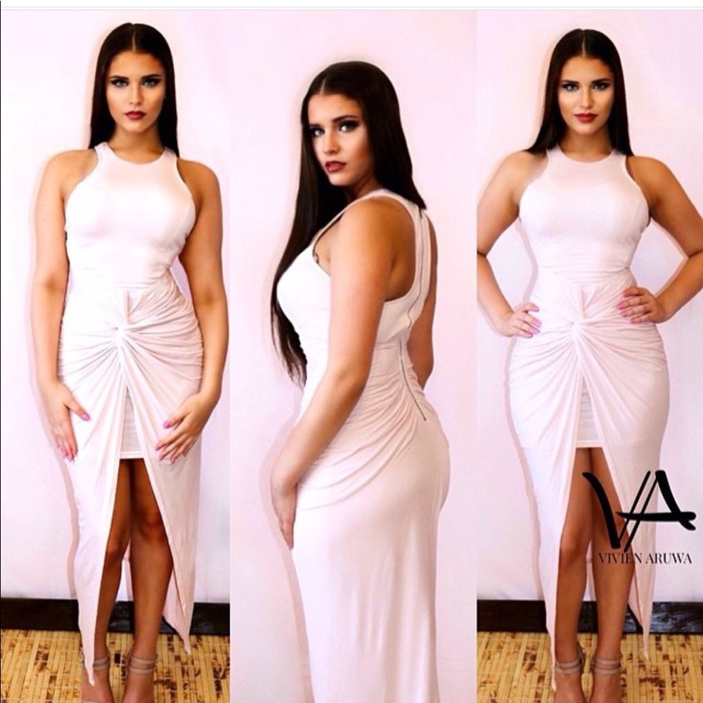 Blush pink wrap dress